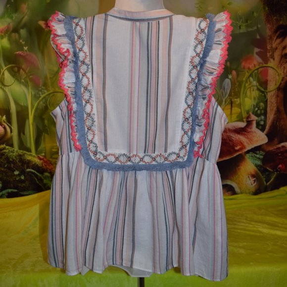 Ella Moss White Natalia Ruffle Top S - Picture 6 of 10